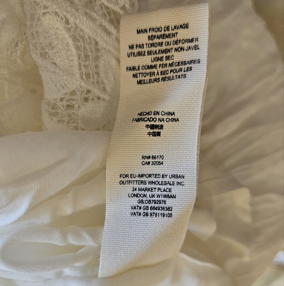 Free People Delilah Tiered Maxi Top Billowy Crochet Lace Embroidered Ivory S NWT - Picture 13 of 16